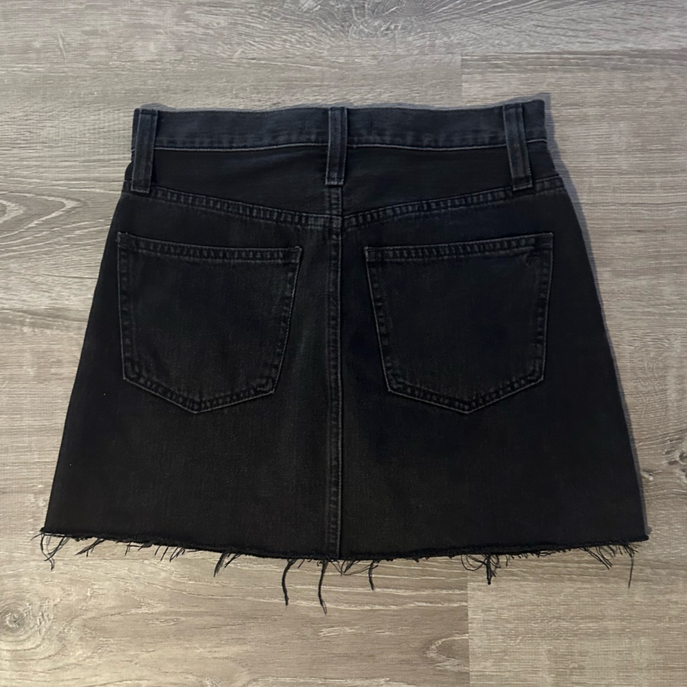 Madewell Women’s Rigid Denim Button Front A-Line Short Mini Skirt in Black Sz 24 - Picture 5 of 12